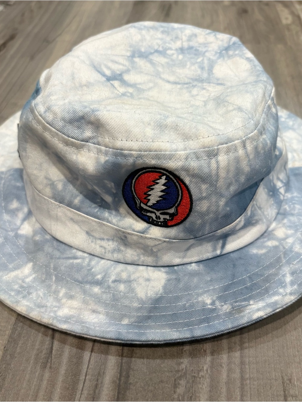 Grateful Dead Tie-Dye Skull Bucket Hat Blue/ White Adult Unisex